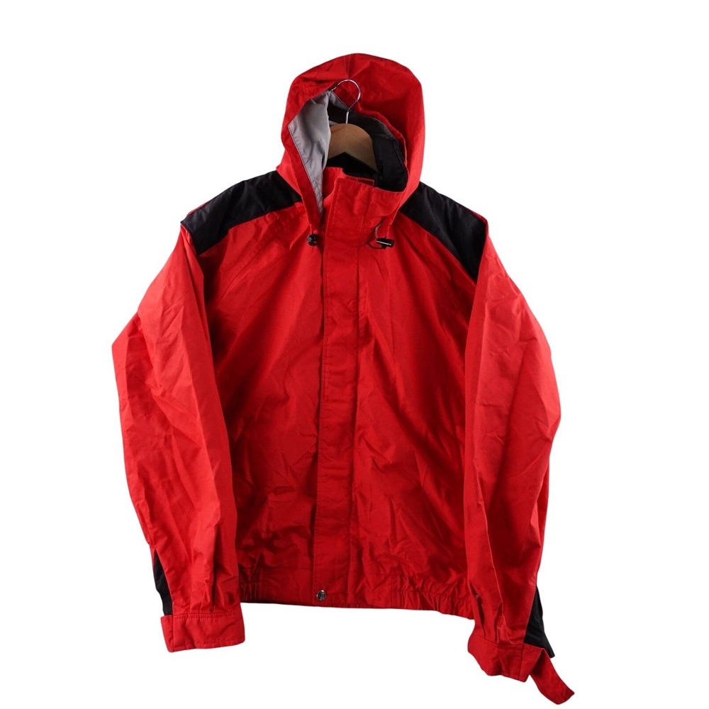 LL Bean Gore Tex Red Waterproof Hooded Jacket Women's Size Large Made in‎ USA
